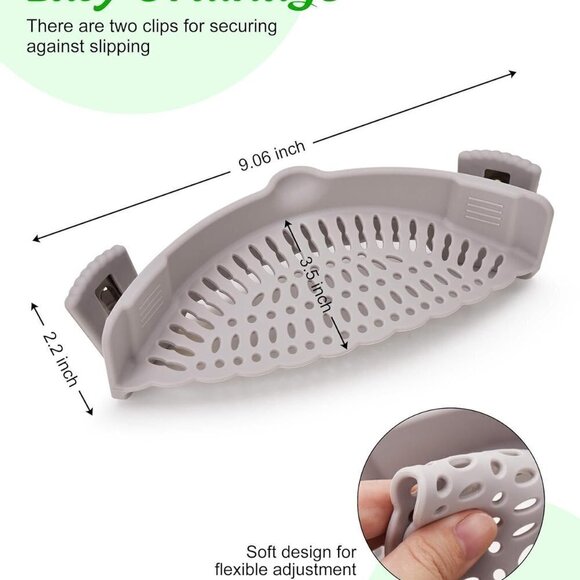 Pot and Pasta Strainer - Adjustable Silicone Clip -  BRAND NEW - Picture 5 of 5